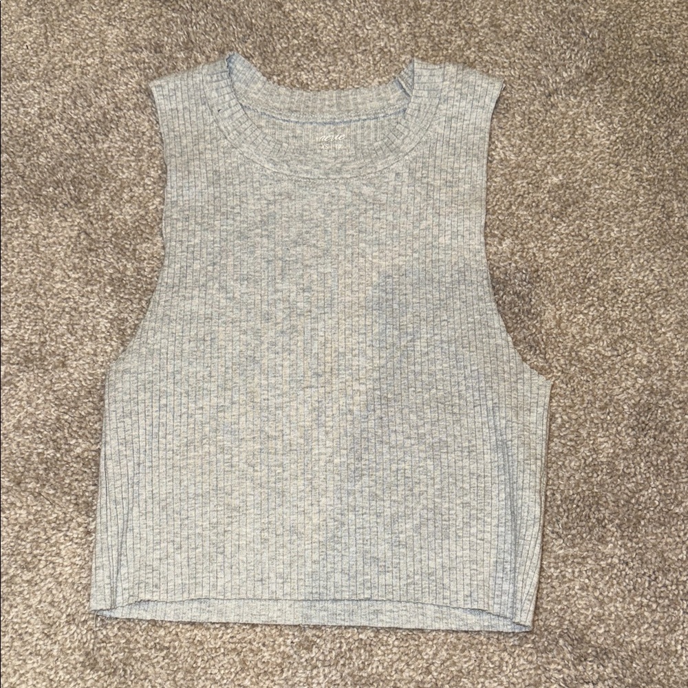 AERIE KNIT HIGH NECK CROPPED TANK (XS)